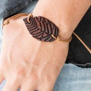 4 for $20 🤎🍂 Brown Leather Leaf Cording Bracelet Sliding Knot